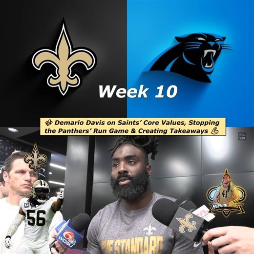 Saints defensive leader Demario Davis opened up about the team’s identity, saying the foundation is built on toughness, accountability, and relentless effort. He emphasized that sticking to those core values is what will get the Saints back on track. When it comes to the Panthers, Davis said the defense has to be locked in to stop their powerful rushing attack. He pointed out that if the Saints can win the battle up front and force Carolina into passing situations, it’ll shift the momentum in th