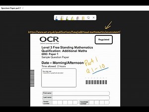 Specimen OCR Additional Maths paper q1 to 10.