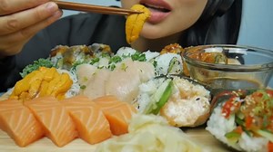 ❤️SAS❤️ on Instagram: "ASMR EATING SOUNDS. 🍣 Sushi🍣 . Link in bio👆🏻for full description on what everything is. Have you ever tried #seaurchin or #friedsushi ?. #asmr #asmrfood #asmreating #asmrsushi #sushi #sashimi #youtube #relaxing #asmrcommunity #youtuber"