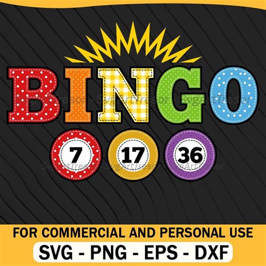 Bingo 7 17 36 Game Night Sunburst Graphic Patchwork Svg - Etsy