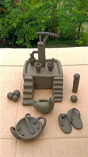 diy clay handpump toy, #trendingshorts #clayart #usa #usashorts #minecraft #shorts