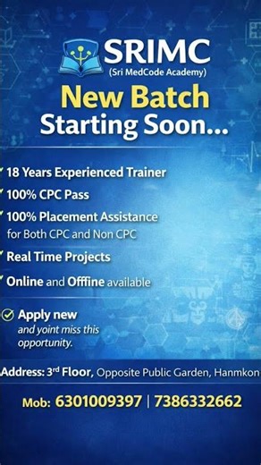 Medical Coding Training | New Batch Starting Soon | SRIMC Academy | CPC Coaching