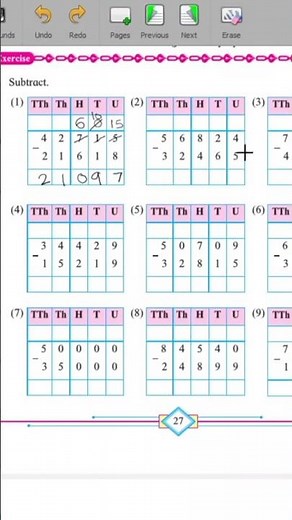 Subtracting 5 Digit Numbers by borrowing