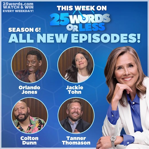 This week on #25WordsorLess! ⏱️ We've got Orlando Jones, Jackie Tohn, Colton Dunn, Tanner Thomason! 🙌 Don't miss ALL NEW episodes every weekday! 25words.com for local listings! 📺️ | 25 Words or Less
