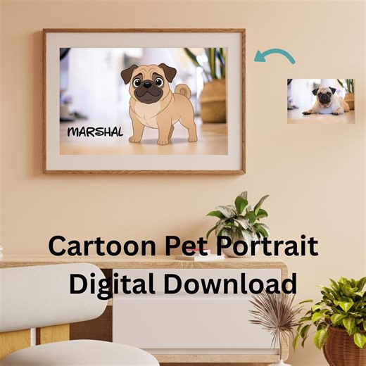 Personalized Cartoon Pet Portrait, Custom Digital Download - Etsy