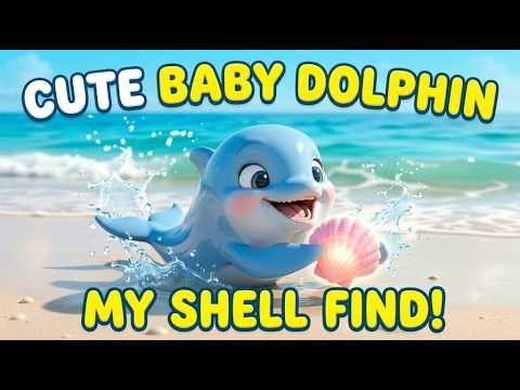 Splash Time! Little Dolphin Plays in the Waves 🐬 Shell Hunt Fun! #dolphin