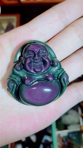 Natural smiling Buddha necklace for protection🥰🥰🥰#buddha #obsidian #crystals