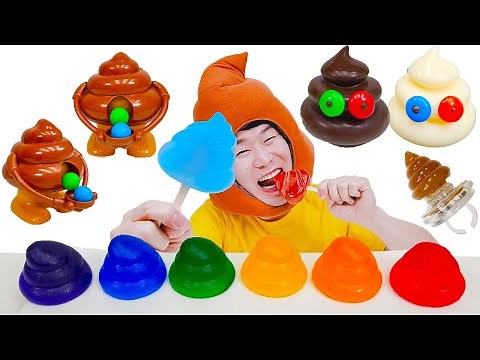 Mukbang poop dessert mukbang rainbow poop jelly poop chocolate rainbow poop jelly ice cream dalgo...