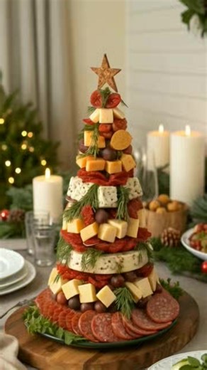This stunning, savory Christmas Tree appetizer tower, built with charcuterie and cheese, is the ultimate festive centerpiece for your holiday table! 🧀🎄 #charcuterietree #holidayfood #Charcuterie #Christmas | Easy Recipe to day