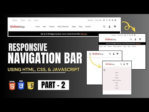Responsive Navbar Using HTML CSS JavaScript🔥 | E-Commerce Website Navbar | PART-2 | @WebCoding25