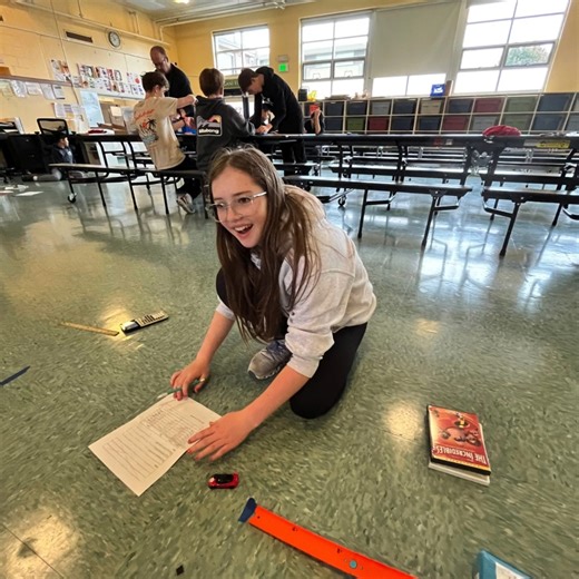 Who doesn't like HOT WHEELS?? Our 8th graders spent time with Mr. Coles measuring the speed of cars by dividing distance by time. It's invaluable to have the space to spread out and really get some hands-on work done! 🏎🚕 #𝐬𝐭𝐟𝐨𝐚 #WednesdayWindow | St. Francis of Assisi School