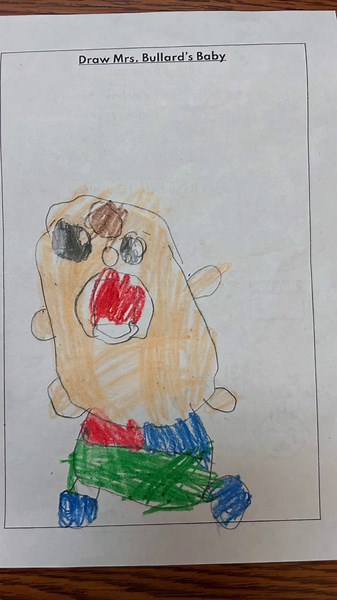 Kids draw what they think my baby will look like!