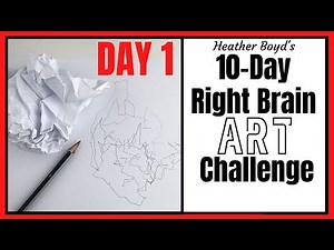 Day 1 // 10-Day Right Brain Art Challenge // Crumpled Paper Blind Contour Drawing