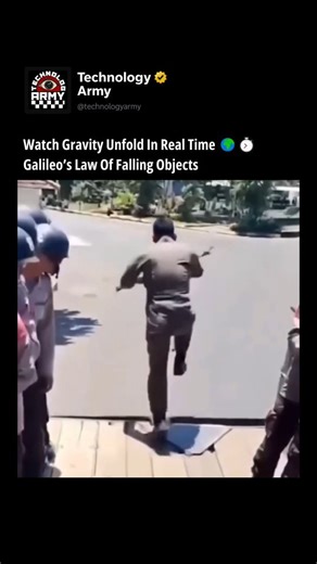 TechnologyARMY on Instagram: "Demonstration of Galileo’s Law of Velocity — where falling objects reveal the hidden rhythm of time and motion. 🌍⏱️ Galileo discovered something revolutionary: a freely falling object doesn’t move at a constant speed — its velocity increases uniformly with time. That means with each passing second, the object moves faster than before, and the distance it covers grows dramatically following a precise mathematical pattern. What looks like simple falling is actually g