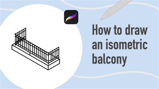 How to draw an isometric balcony #procreatetutorial #drawingtuturial #isometrics #balcony #house #isometrichouse #howtodraw #isometricexercises #howto
