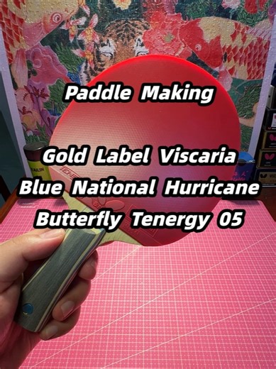 Paddle Making Gold Label Viscaria Blue National Hurricane Butterfly Tenergy 05 #fyp #pingpong #asmr #tabletennis #tabletennisplayer