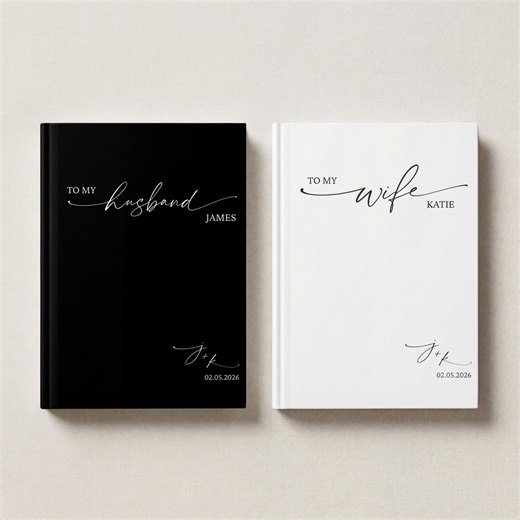 Wedding Vow Books Hardcover, Personalized His Her Vows, Minimalist Elegant, Custom Name Date - Etsy