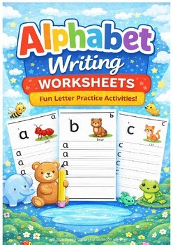 Alphabet Writing Worksheets – Lowercase Letters | Sticker Style | 26 Pages