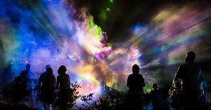 Tempest: Video Projection On Fog, Water Fountains, Architecture And A Forest