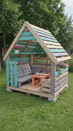 DIY Outdoor Pallet Playhouse Features a Charming a-frame Design
