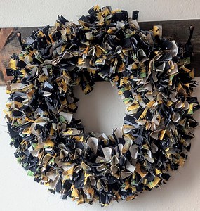 Sunflower Wreath, Rag Wreath Yellow/black/white Fabric - Etsy
