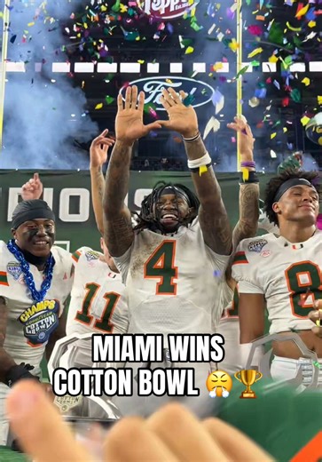 CANES ON TOP. MIAMI WINS THE COTTON BOWL 🤩🙌 Miami defeats Ohio State to capture the Cotton Bowl. #football #collegefootball #miamihurricanes #playoffs #victory