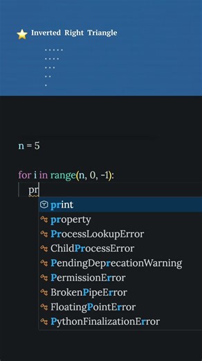 problem statement inverted right triangle #shorts #python #youtubeshorts
