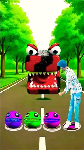 I jump on different colours pacman to Pac-man, Zombie, Dinosaur, Siren head #shorts #youtubeshorts