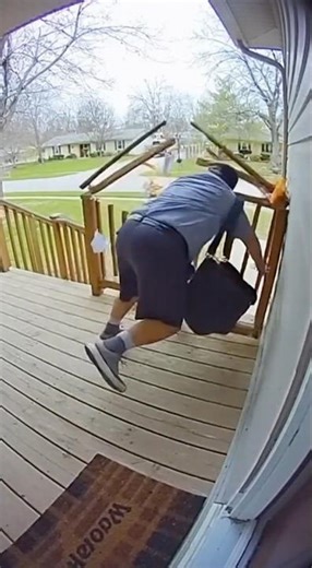 Mailman Falling Through Balcony Railing 😭📬 #funny #hilariousfails #shorts #short