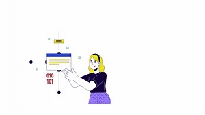 Computer network structure line 2D animation. Software development trends 4K video motion graphic. Big data processing technology linear animated cartoon flat concept, white background