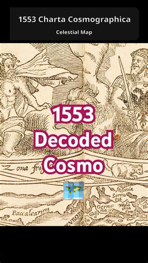 1553 Charta Cosmographica #decoded #chartanalysis #map #Renaissance #Celestial #VintageMap #History