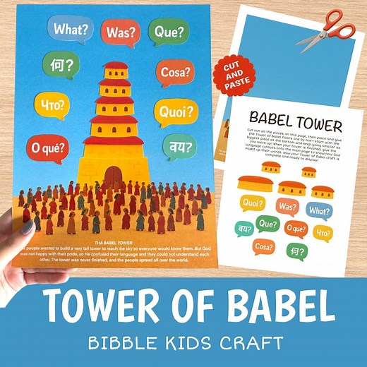TOWER OF BABEL Diy Craft | Printable Christian Kids Activity | Fun Bible Lesson | Homeschool | Sunday School - Etsy