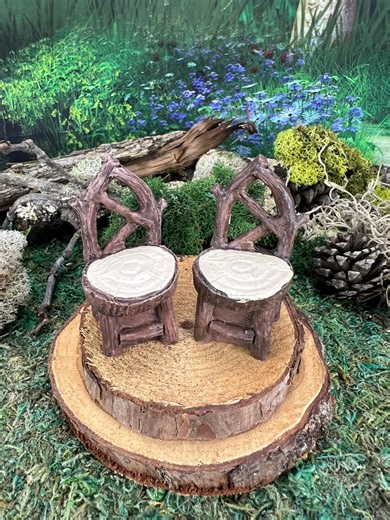 Set of 2 Fairy Garden Outdoor Chair/ Fairy Garden Accessories/ the Elf's Cottage - Etsy