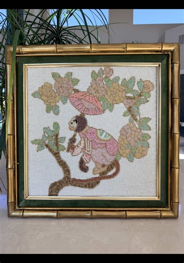 I found this beaded pillow at HomeGoods for $18, took it apart, and turned it into framed art. The frame cost me $20… meanwhile Jonathan Adler sells similar pieces for $950–$1,800 😳 If you missed my video from last year, here’s a fresh version of the project. Because what we’re not going to do is spend hundreds (or thousands) on beaded art when you can DIY it for a fraction of the price. I’ll be honest, I made this one more complicated than it needed to be because I swapped the black velvet on 