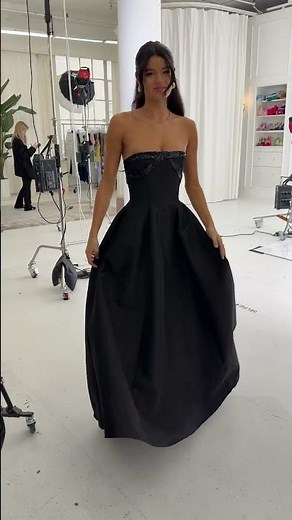 Sequin Draped Strapless Gown in Black – All Eyes on You! ✨🖤