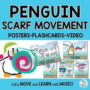 Winter  Penguins Scarf Activity Video, Brain Break, PE, Music, Preschool, Home