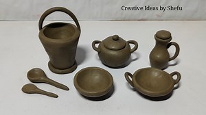 24 reactions | How to make miniature clay cookware set || miniature kitchen set | Creative Ideas by Shefu | Facebook