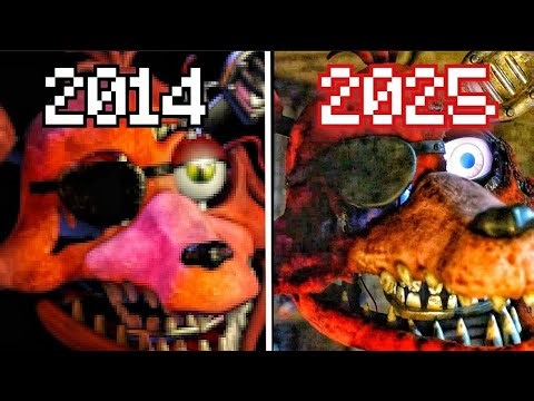 Evolución de FOXY en Five nights at Freddy's (juegos y películas)