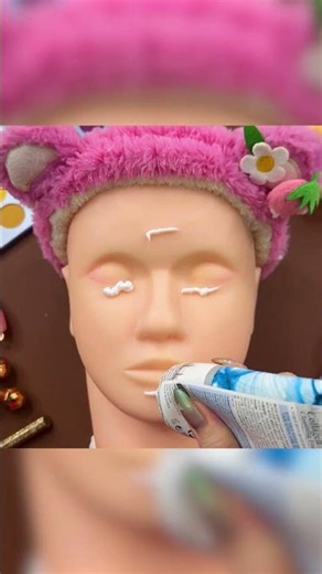 ASMR Makeup on Mannequin🎭 (No Talking) #shorts