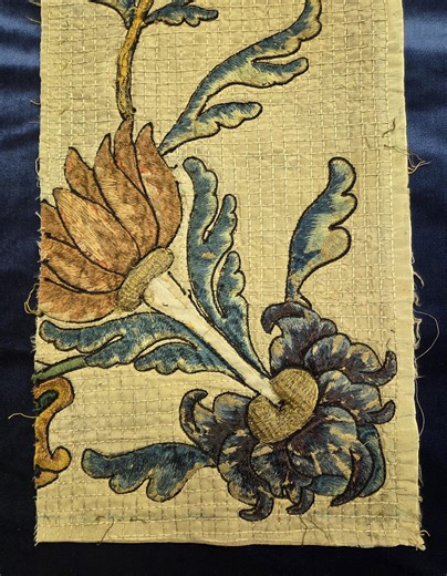 18th C Italian Silk Floss Embroidery With Gold Metallic Stumpwork Embroidery Accents - Panel - Etsy