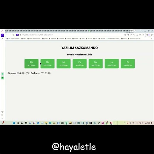 müzik notaları ve frekansları html sayfasında #html #php #python #c #c+ #sazkomando #software