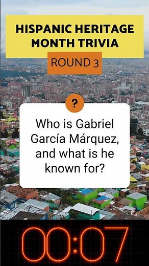 Hispanic Heritage Month Daily Facts Trivia Game Questions & Answers for Students ROUND 3