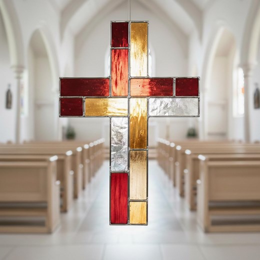 Christian Cross Stained Glass Pattern , Religious PDF-PNG Suncatcher Template - Etsy