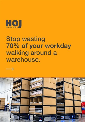 Utilizing AMR robots can reduce travel time greatly. Creating a flow where the goods come to you rather than wasting 70% of your time traveling around a warehouse. | Hoj Innovations