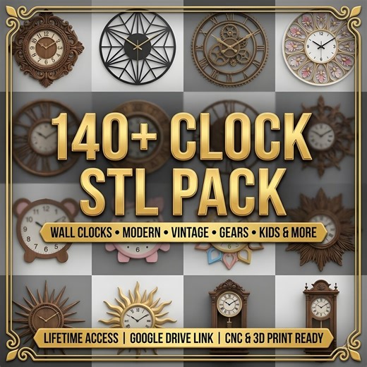 Wall Clock Design Pack 140  | CNC & 3D Printing - Etsy