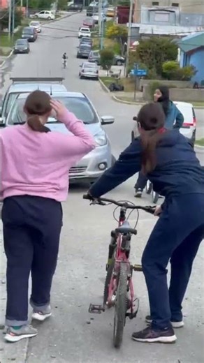 Girl Tries Riding Bicycle With No Brakes, Falls Laughing