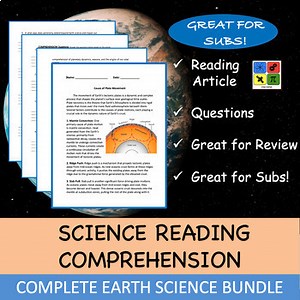 Earth Science BUNDLE - Reading Worksheets with Questions (EDITABLE) YOU SAVE 40%