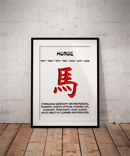 Personalised Chinese Zodiac Horse Giclée Art Print, Lunar New Year (UNFRAMED) - Etsy