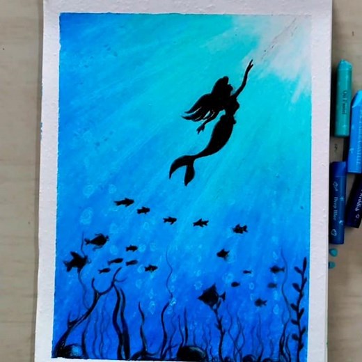 Magical Mermaid Underwater | Acrylic Painting #art