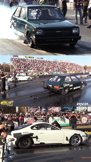 Bollinqui Racing 13B powered Starlet driven by Camilo Velez Torres vs Khangura Motorsports White Tiger 2jz Supra in the x275 vs hot rod class at World Cup Finals - Import vs. Domestic #importvsdomestic #WCF #worldcupfinals #eracerproductions #2jz #fypシ #supra #13b #Rotary #starlet | ERacer Productions